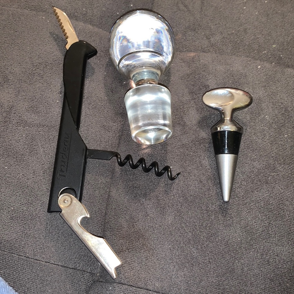 SALE!!! Crystal ball bottle stopper and corkscrew set.   3